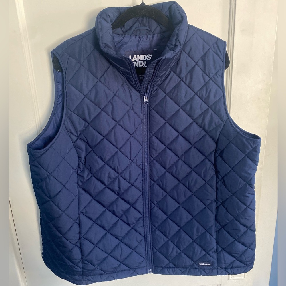 Sz 1x Lands End Navy Blue Vest